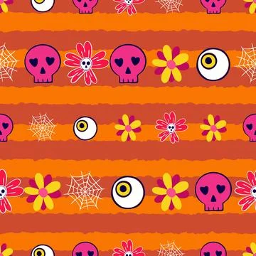 Halloween spooky elements pattern design Stock Illustration