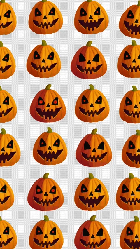 Halloween spooky hand-painted pumpkin animated pattern loop with alpha channel 库存影片 344319736