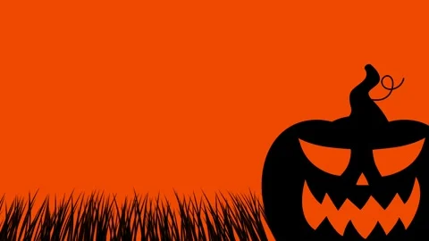 Halloween Spooky Jack O Lantern Pumpkin Silhouette Banner Background Video .. Stock Footage 344951389