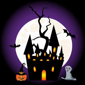 Halloween Spooky Night Scene Vector Image Stock Illustration