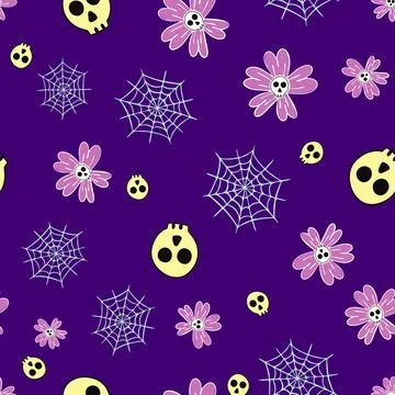 Halloween spooky pattern design on purple Stock Illustration