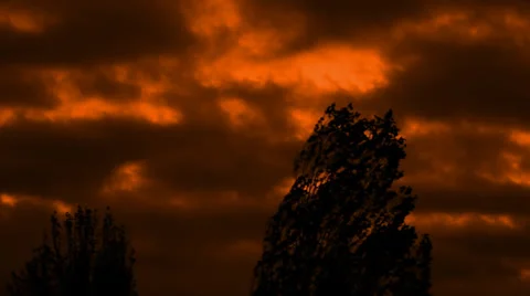 Halloween Spooky Red Sky HD Stock Footage 32143945