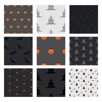 Halloween Spooky Seamless Pattern Background Stock Illustration