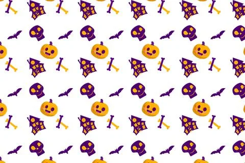 Halloween Spooky Seamless Pattern. Stock Illustration