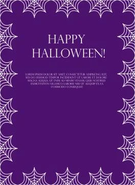 Halloween square frame for text with spider web. Template for your design Stock Illustration