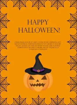 Halloween square frame for text with spider web. Template for your design Stock Illustration