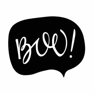 Halloween sticker. Black talking bubble with Boo lettering on withe background Illustrazione stock
