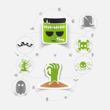 Halloween sticker concept Stock Illustration