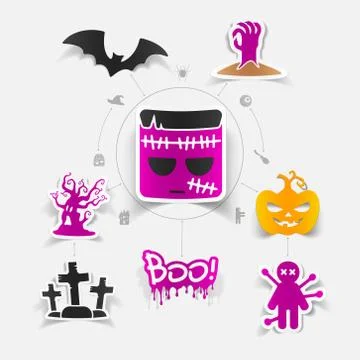 Halloween sticker concept Stock Illustration