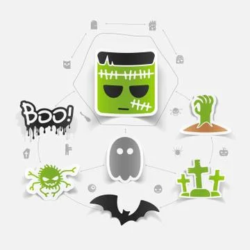 Halloween sticker concept Stock Illustration