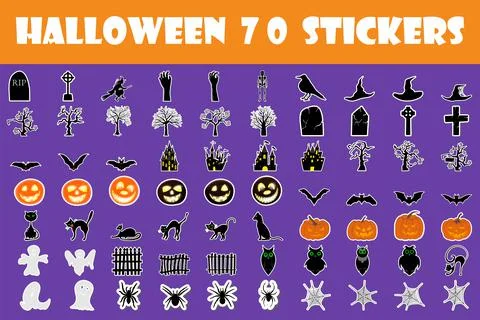 Halloween Sticker Elements Set Stock Illustration