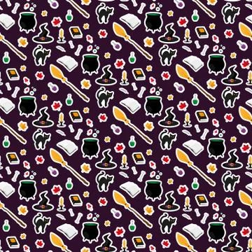Halloween. Sticker. Seamless pattern. Stock Illustration