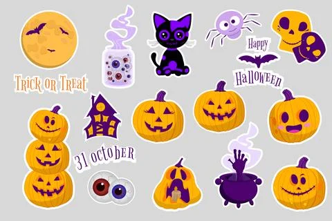 Halloween Sticker Set. Stock Illustration