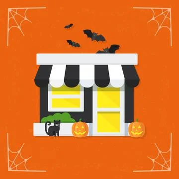 Halloween store vector icon Stock Illustration