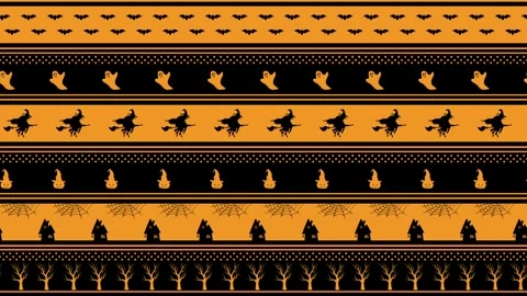Halloween Striped Animated Pattern with Halloween Elements. Loop Holiday Bg Stock Footage 340237929