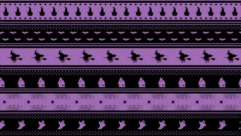 Halloween Striped Animated Pattern with Halloween Elements. Loop Holiday Bg Stock Footage 340237930