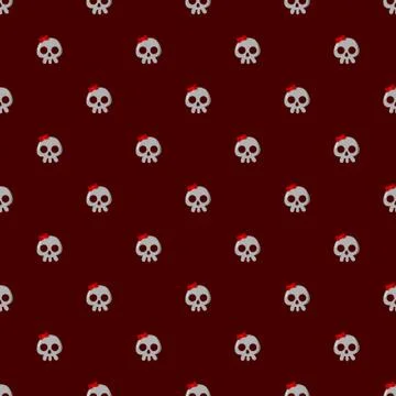 Halloween sugar skulls vector pattern. Cartoon style. Kawaii. Trick or treat. Stock Illustration