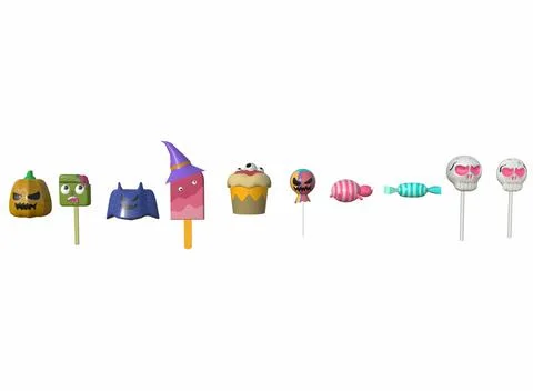 Halloween sweets on a white background 3d-rendering Stockillustratie