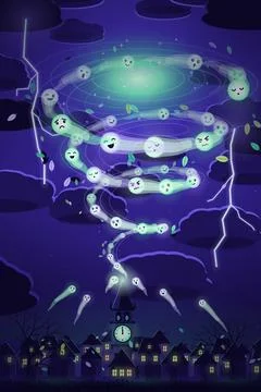 Halloween Swirling Ghosts Vortex Full Illustration Portrait Illustrazione stock