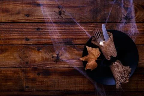 Halloween table setting Stock Photos