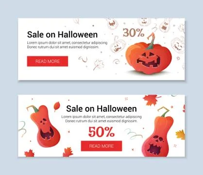 Halloween template banners in Flat modern style. Stock Illustration