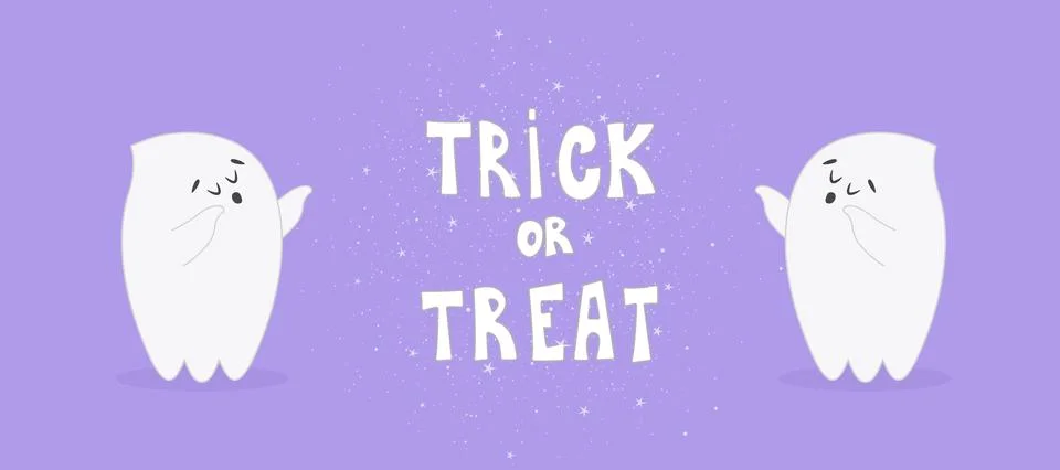 Halloween template design with vector ghost character. Stock Illustration