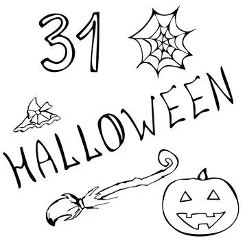 Halloween template with elements on a white background Stock Illustration