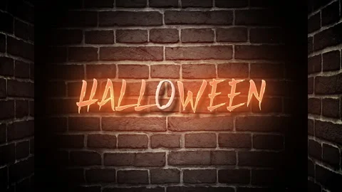 Halloween text design with modern calligraphy and wall background style. Stock Footage 284237099