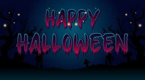 Halloween text effect style. Dark pink and blue Text effect Stock Illustration