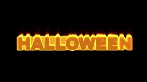 Halloween text on fire on a black background. Background for Halloween. Stock Footage 247493765