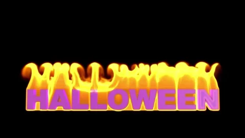 Halloween text on fire on a black background. Background for Halloween. Stock Footage 247493788