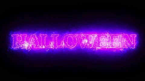 Halloween text fire line text loop animation Video stock 157086398