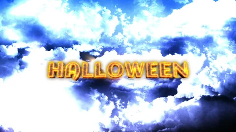 Halloween Text with Lightnings on Sky Stock Footage 30587718
