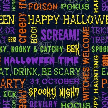 Halloween text pattern with common holiday words Illustrazione stock