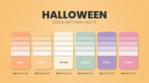 Halloween theme color palettes or color schemes are trends combinations and p Stock Illustration