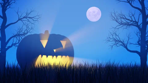 Halloween Theme With Glowing Pumpkin Stock Footage 250186274
