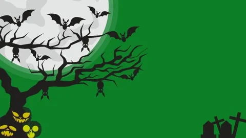 Halloween theme green animated background Stock Footage 240381094