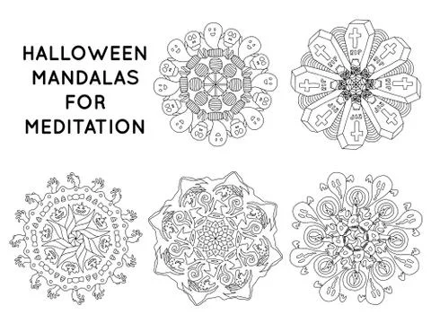 Halloween theme mandala Stock Illustration