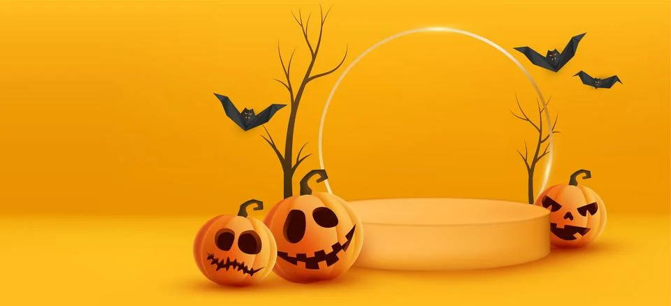 Halloween theme podium for your objects. Vector illustration Stock Illustration