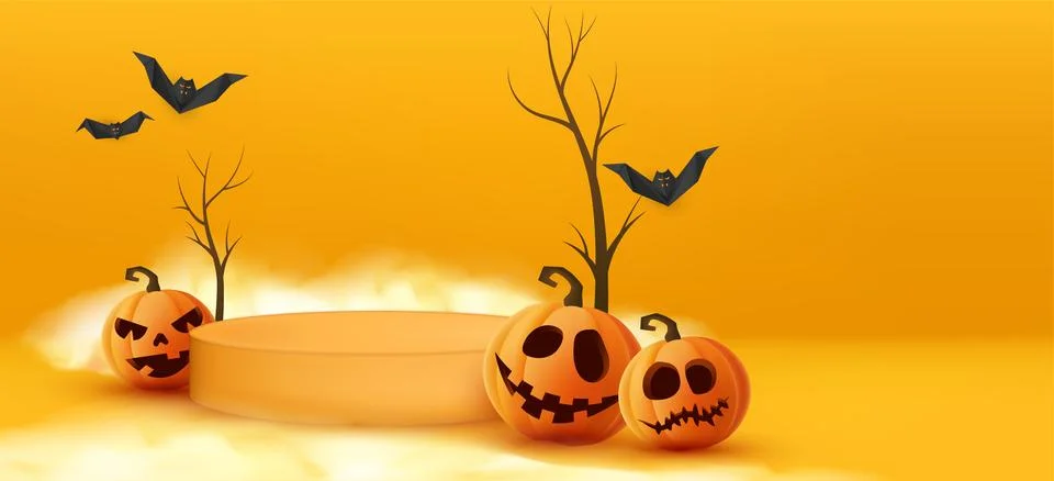 Halloween theme podium for your objects. Vector illustration Stock Illustration