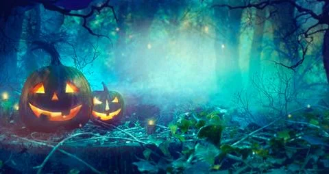 Halloween theme with pumpkins  Stock Photos