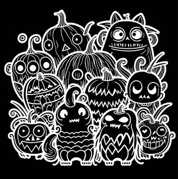 Halloween theme, pumpkins, vector illustration Stock Illustration