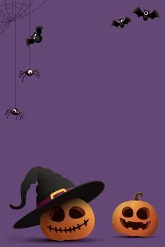 Halloween theme purple vertical background with pumpkin Jack-O'-Lantern wea.. Stock Illustration