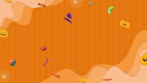 Halloween themed background with floating spooky elements. Stock Footage 318468185
