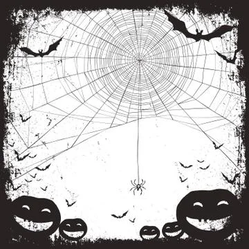 Halloween themed background with space for text. Halloween symbols - pumpkins 库存插图