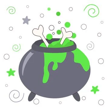 Halloween themed illustration featuring a bubbling cauldron Stock Illustration