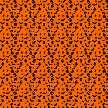 Halloween-Themed Pattern with Pumpkins and Ghosts Stock Illustration