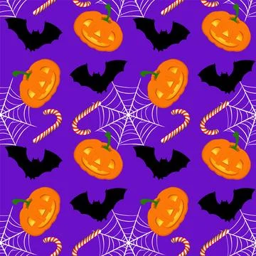 Halloween Themed Seamless Pattern 스톡 일러스트