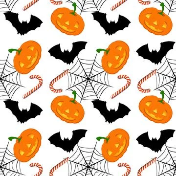 Halloween Themed Seamless Pattern 스톡 일러스트