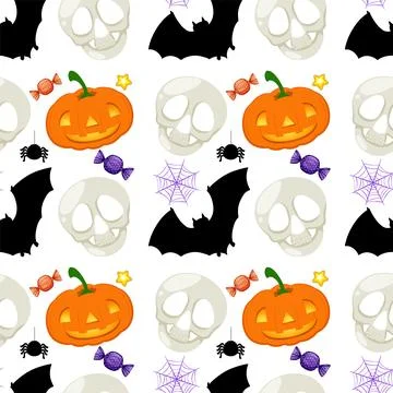Halloween Themed Seamless Pattern Stock Illustration